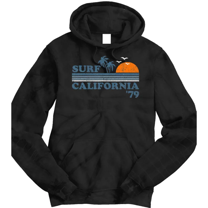 Vintage Surf California Beach Retro Sunset Surf 70S Gift Tie Dye Hoodie