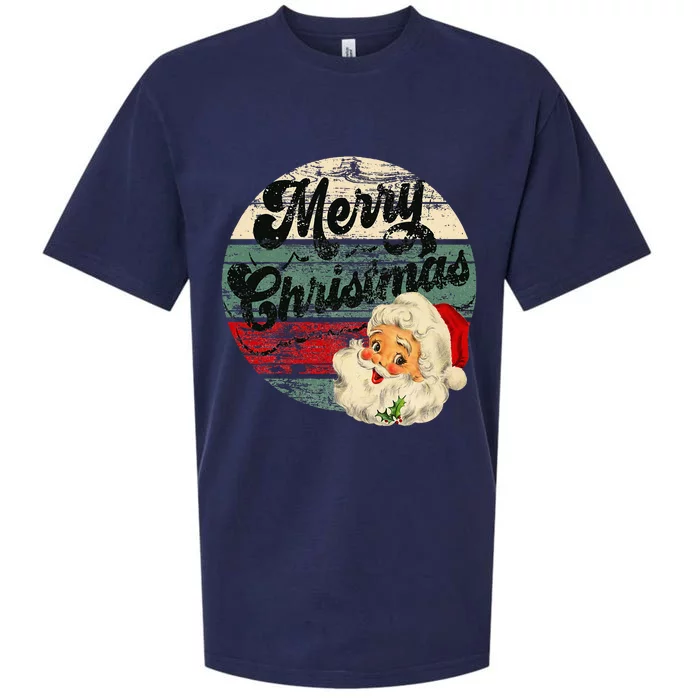 Vintage Santa Claus Merry Christmas Face Old Fashioned Sueded Cloud Jersey T-Shirt