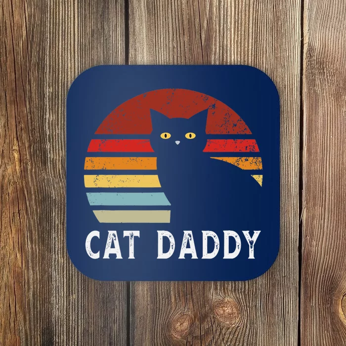 Vintage Sunset Cat Daddy Mommy, Boy Girl Funny Coaster