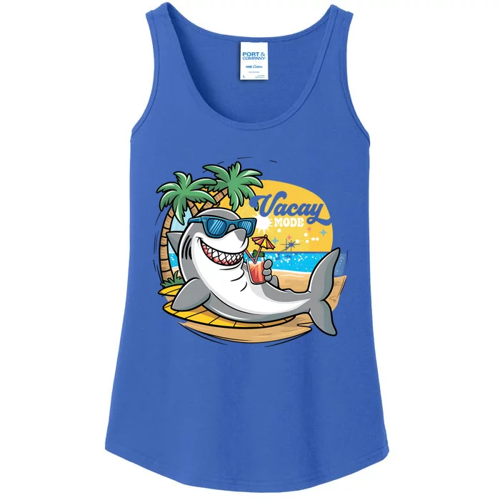 Vacation Summer Cool Shark In The Beach Sweet Vacay Mode Funny Gift Ladies Essential Tank