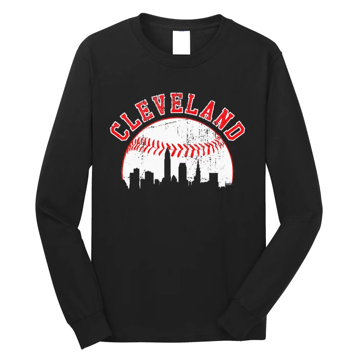 Vintage Skyline Cleveland Baseball Long Sleeve Shirt