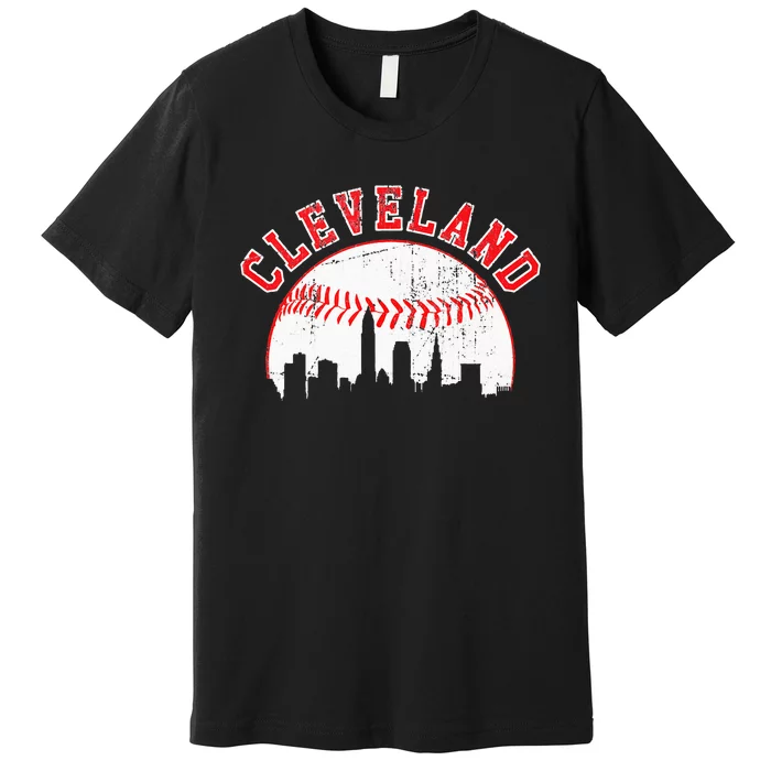 Vintage Skyline Cleveland Baseball Premium T-Shirt