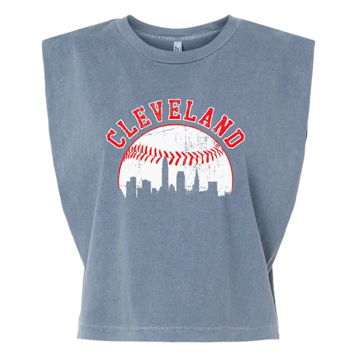 Vintage Skyline Cleveland Baseball Garment-Dyed Women's Muscle Tee