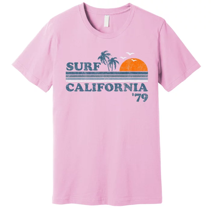 Vintage Surf California Beach Retro Sunset Surf 70S Gift Premium T-Shirt