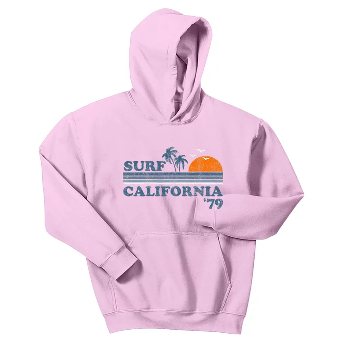 Vintage Surf California Beach Retro Sunset Surf 70S Gift Kids Hoodie