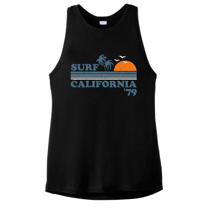 Vintage Surf California Beach Retro Sunset Surf 70s Gift Ladies Tri-Blend Wicking Tank