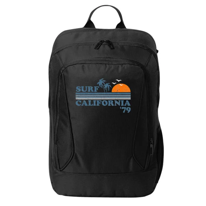 Vintage Surf California Beach Retro Sunset Surf 70s Gift City Backpack