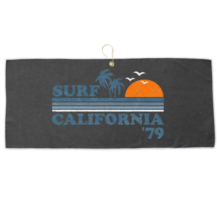 Vintage Surf California Beach Retro Sunset Surf 70s Gift Large Microfiber Waffle Golf Towel