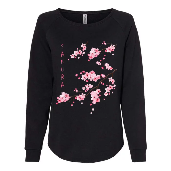 Vintage Sakura Cherry Blossom Japanese Graphical Art Womens California Wash Sweatshirt