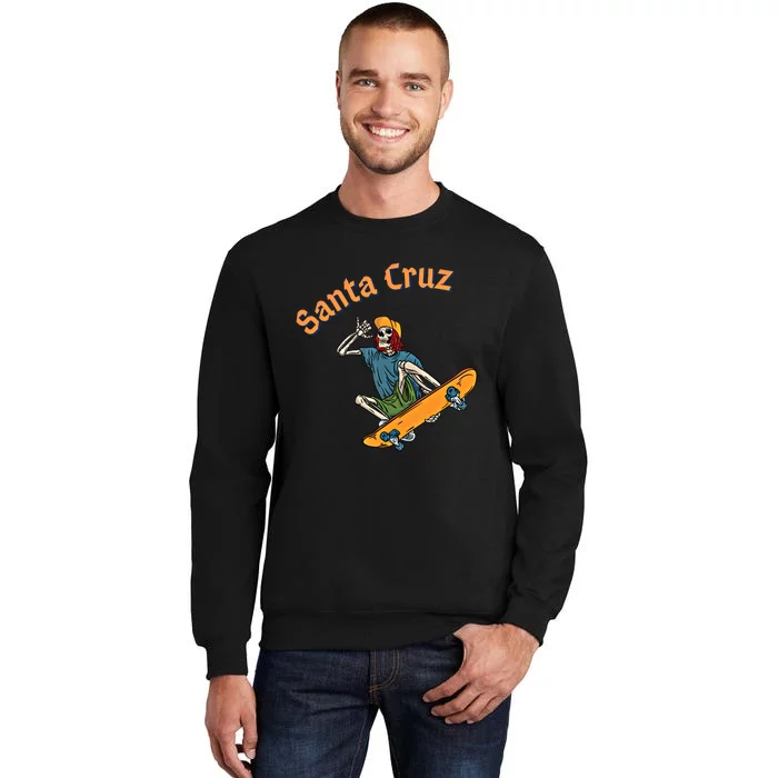 Vintage Santa Cruz California Epic Skeleton Skateboarder Gift Sweatshirt