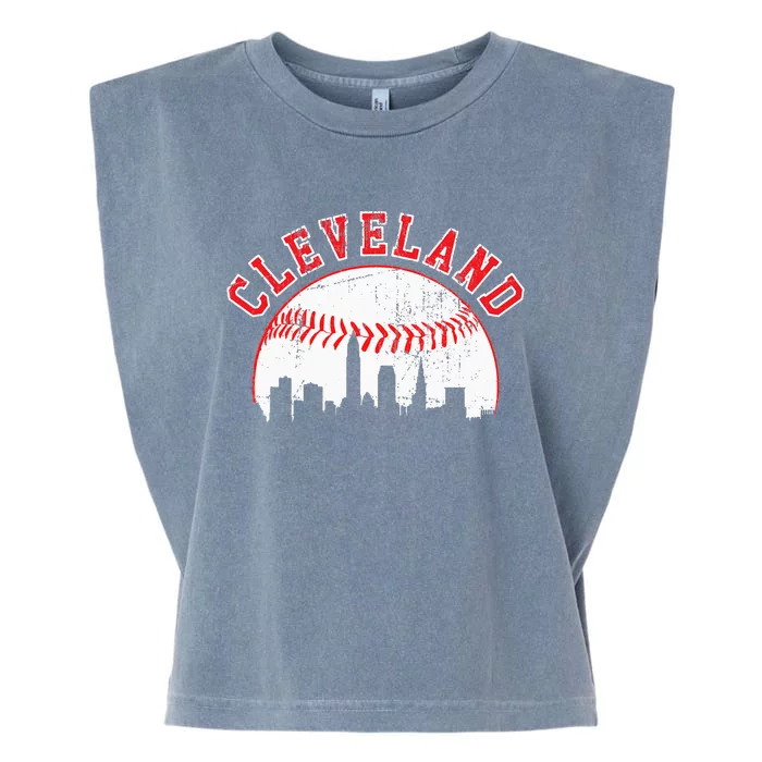 Vintage Skyline Cleveland Baseball Garment-Dyed Women's Muscle Tee