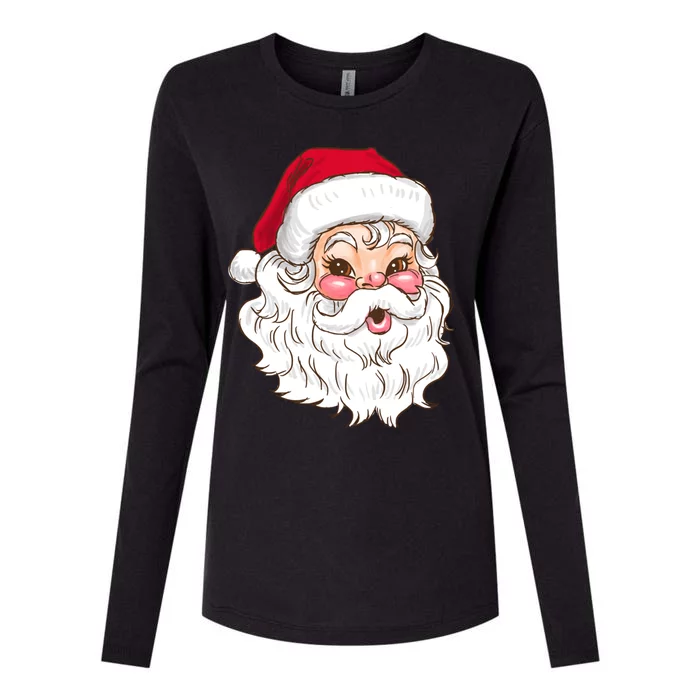 Vintage Santa Claus Head Cute Holiday Season Christmas Gift Funny Gift Womens Cotton Relaxed Long Sleeve T-Shirt