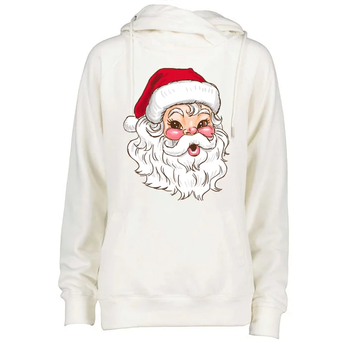 Vintage Santa Claus Head Cute Holiday Season Christmas Gift Funny Gift Womens Funnel Neck Pullover Hood