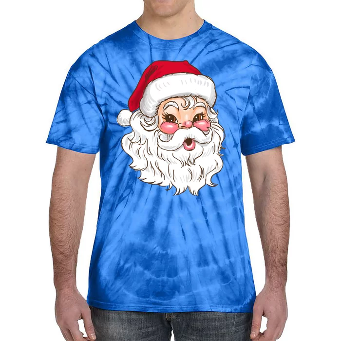 Vintage Santa Claus Head Cute Holiday Season Christmas Gift Funny Gift Tie-Dye T-Shirt