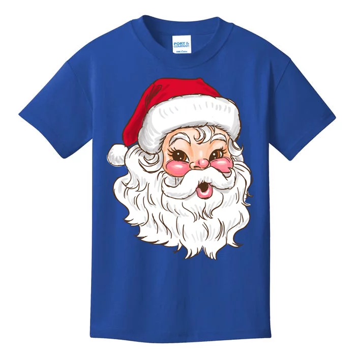 Vintage Santa Claus Head Cute Holiday Season Christmas Gift Funny Gift Kids T-Shirt