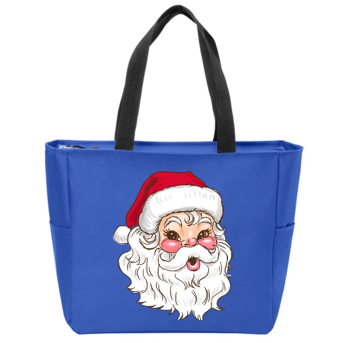 Vintage Santa Claus Head Cute Holiday Season Christmas Gift Funny Gift Zip Tote Bag