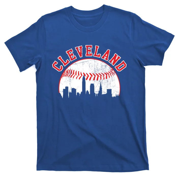 Vintage Skyline Cleveland Baseball Gift T-Shirt