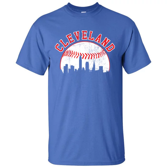 Vintage Skyline Cleveland Baseball Gift Tall T-Shirt