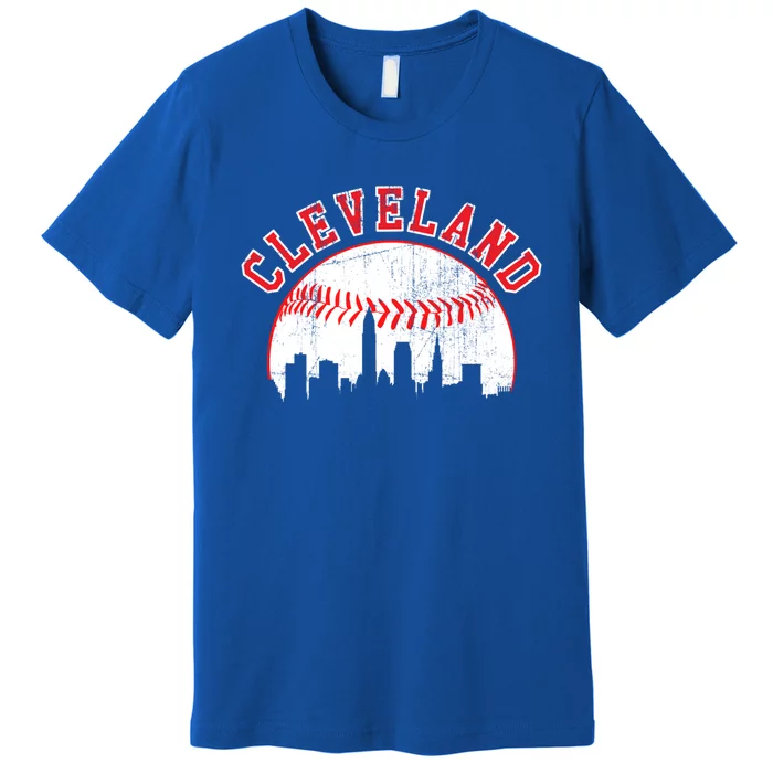 Vintage Skyline Cleveland Baseball Gift Premium T-Shirt