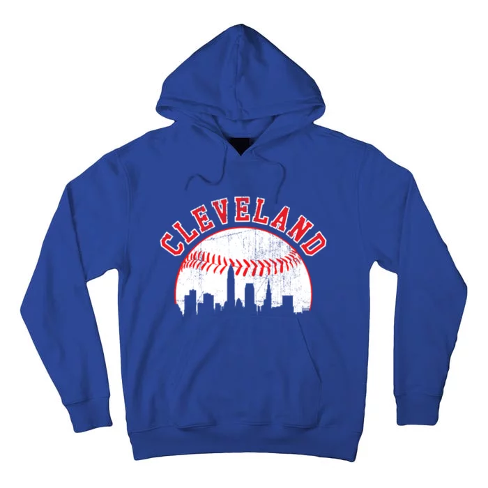 Vintage Skyline Cleveland Baseball Gift Tall Hoodie