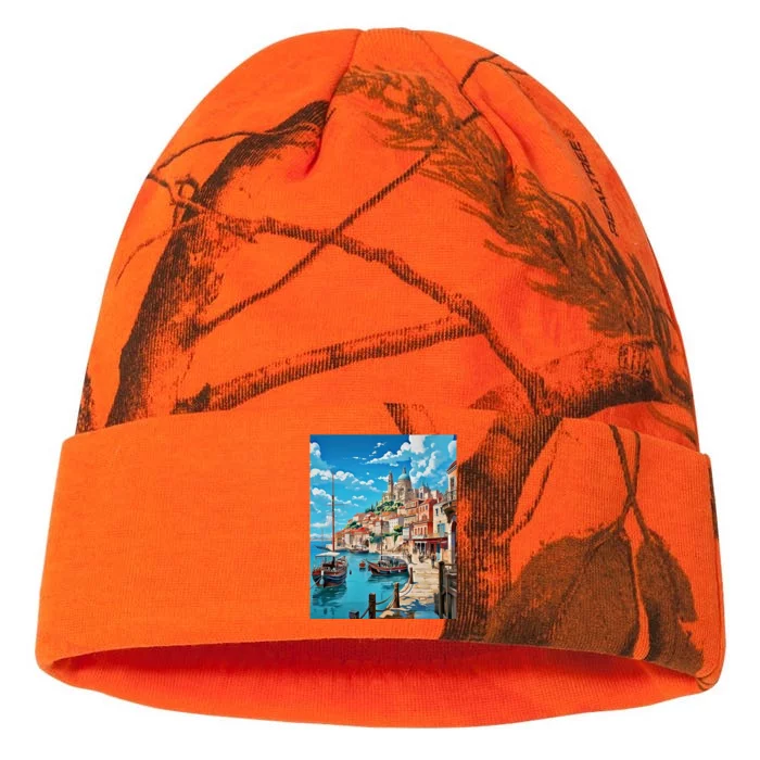 Venezuelan Serenity: Cityscape Watercolor Masterpiece Kati - 12in Camo Beanie