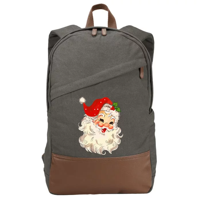 Vintage Santa Claus Face Christmas Xmas Santa Claus Cotton Canvas Backpack