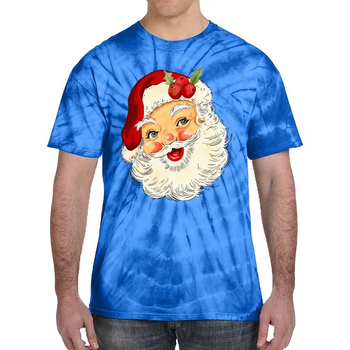 Vintage Santa Claus Face Christmas Xmas Santa Claus Tie-Dye T-Shirt