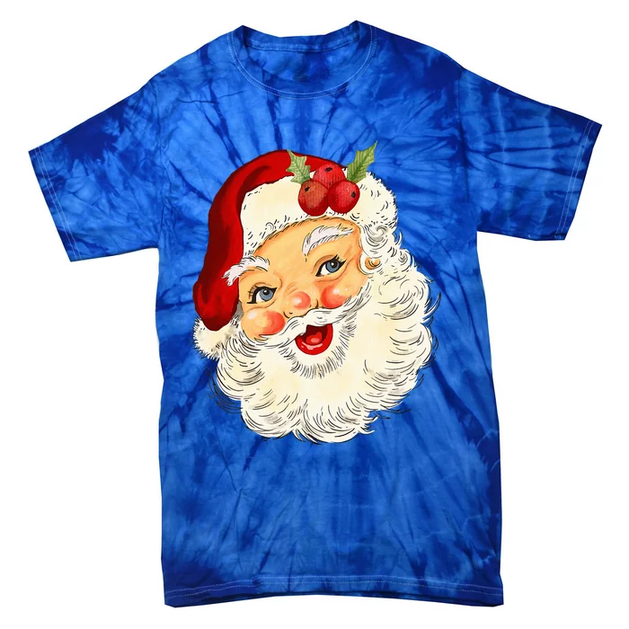 Vintage Santa Claus Face Christmas Xmas Santa Claus Tie-Dye T-Shirt