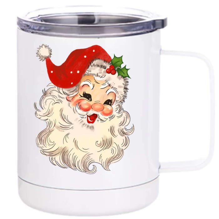 Vintage Santa Claus Face Gift Christmas Xmas Santa Claus Gift Front & Back 12oz Stainless Steel Tumbler Cup