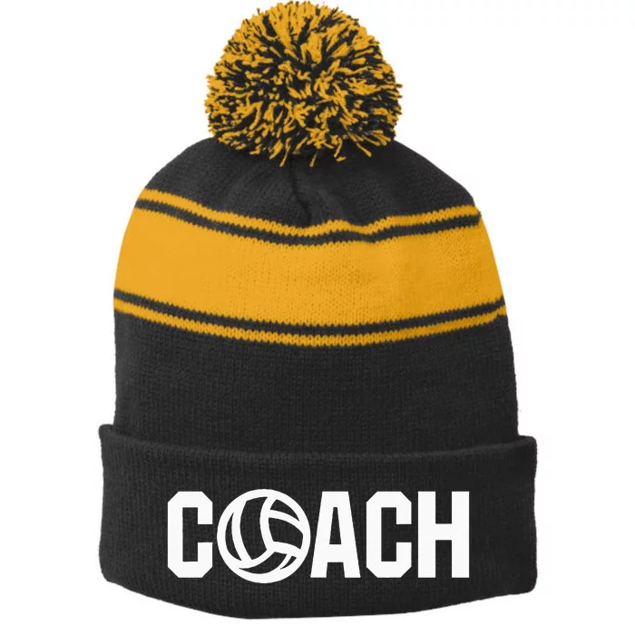 Volleyball Sport Coach Team Player Stripe Pom Pom Beanie