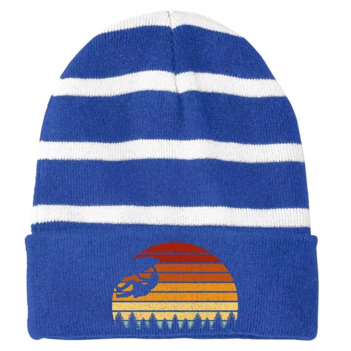 Vintage Sunset Climbing Gift For Climbers And Boulderers Gift Striped Beanie with Solid Band