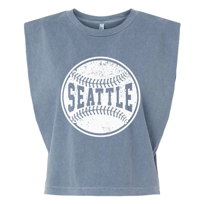 Vintage Seattle Cityscape Baseball Lover Player and Fans Garment-Dyed Women's Muscle Tee