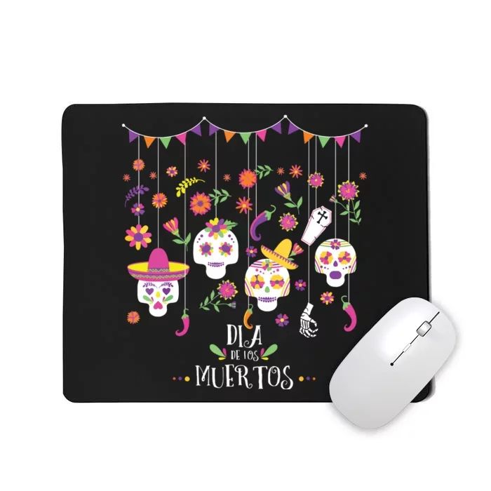 Vibrant Sugar Calavera Skulls Day Of Dead Dia De Los Muertos Mousepad