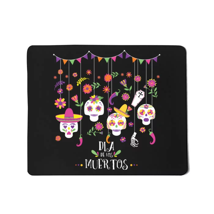 Vibrant Sugar Calavera Skulls Day Of Dead Dia De Los Muertos Mousepad