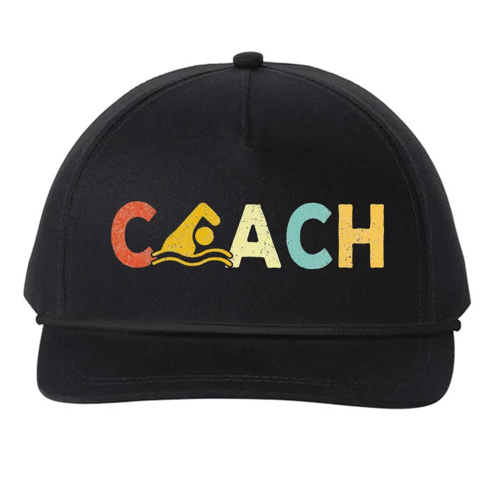 Vintage Swim Coach Swimming Coach Swim Teacher Swimmer Retro Snapback Five-Panel Rope Hat