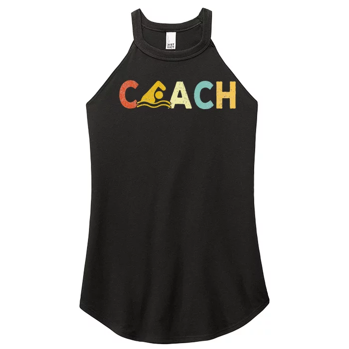 Vintage Swim Coach Swimming Coach Swim Teacher Swimmer Retro Women’s Perfect Tri Rocker Tank