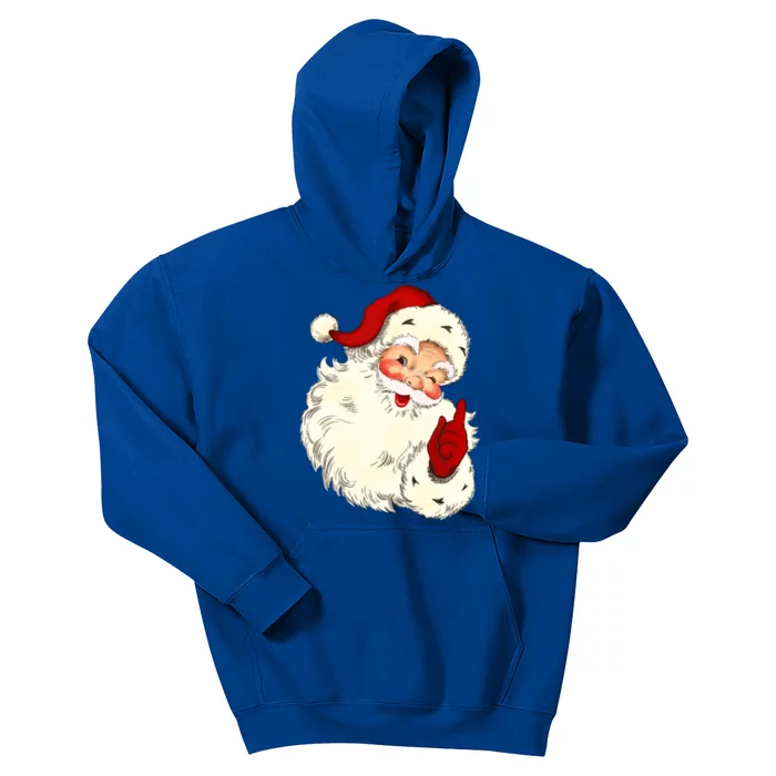 Vintage Santa Claus Face Gift Christmas Xmas Santa Claus Gift Kids Hoodie