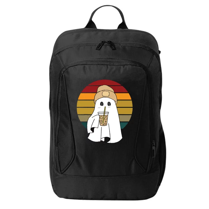 Vintage Spooky Cute Ghost Ice Coffee Halloween Costume City Backpack