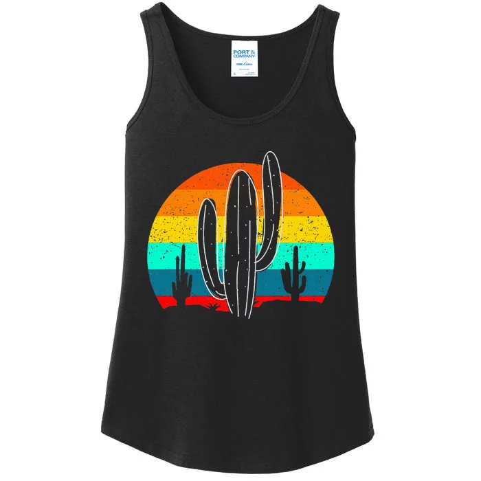 Vintage Saguaro Cactus Retro Arizona Desert Cactaceae Ladies Essential Tank