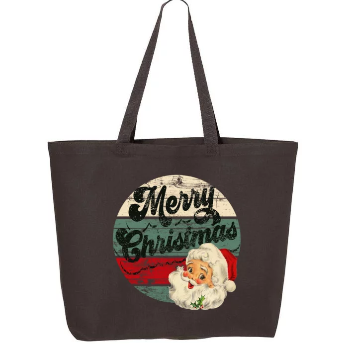 Vintage Santa Claus Merry Christmas Face Old Fashioned Gift 25L Jumbo Tote