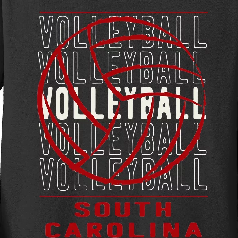 Volleyball South Carolina Kids Long Sleeve Shirt