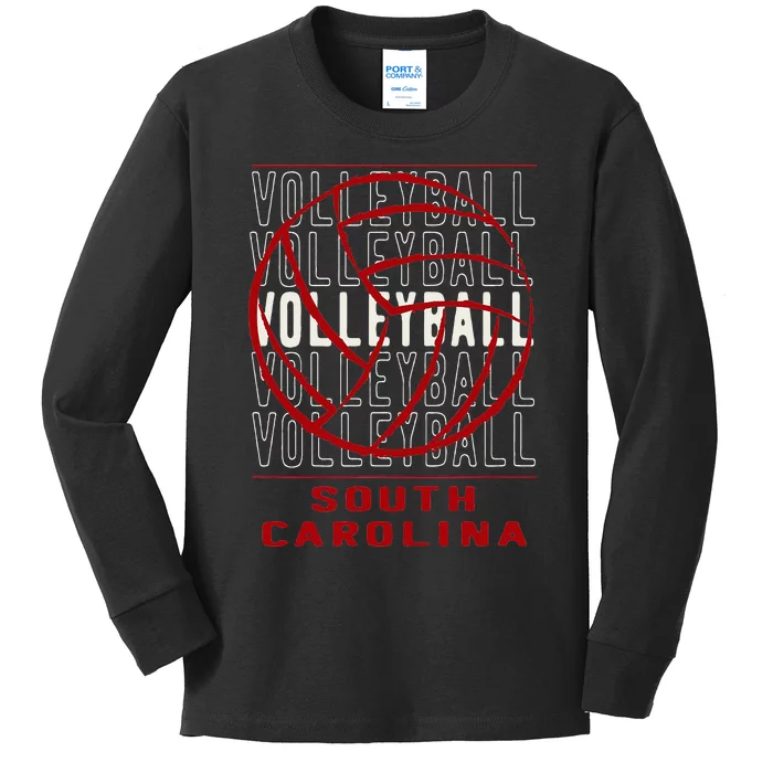 Volleyball South Carolina Kids Long Sleeve Shirt