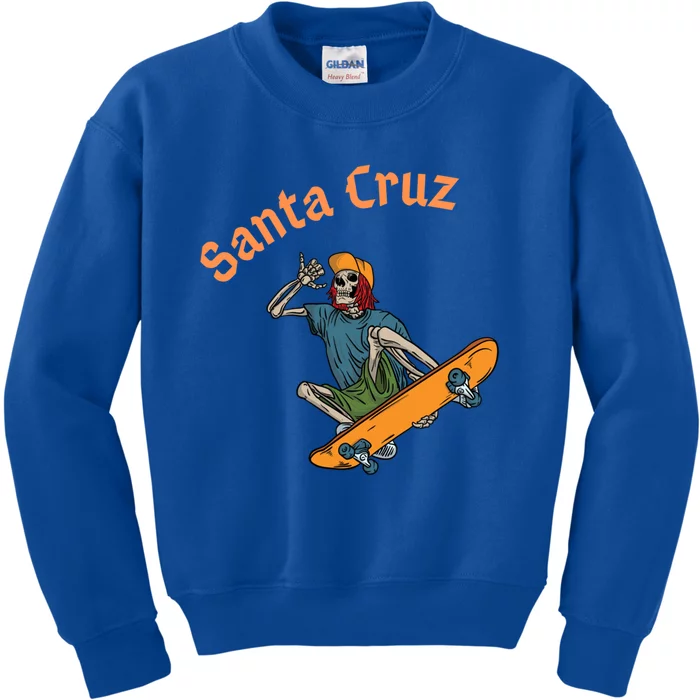 Vintage Santa Cruz California Epic Skeleton Skateboarder Meaningful Gift Kids Sweatshirt