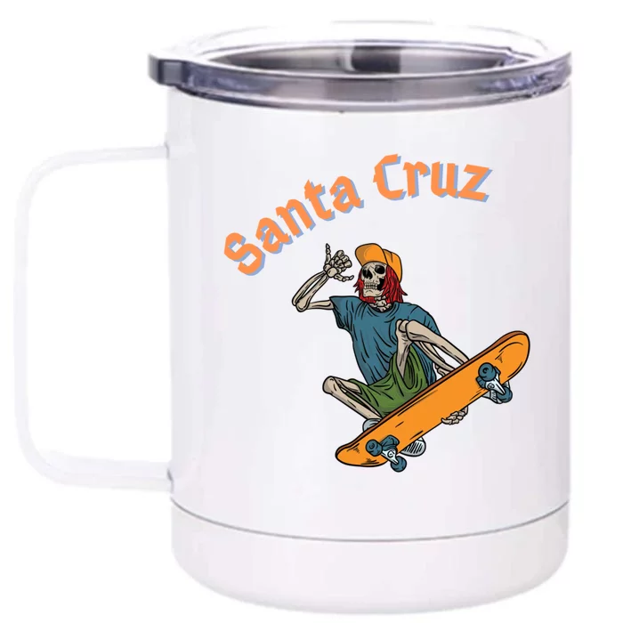 Vintage Santa Cruz California Epic Skeleton Skateboarder Meaningful Gift Front & Back 12oz Stainless Steel Tumbler Cup