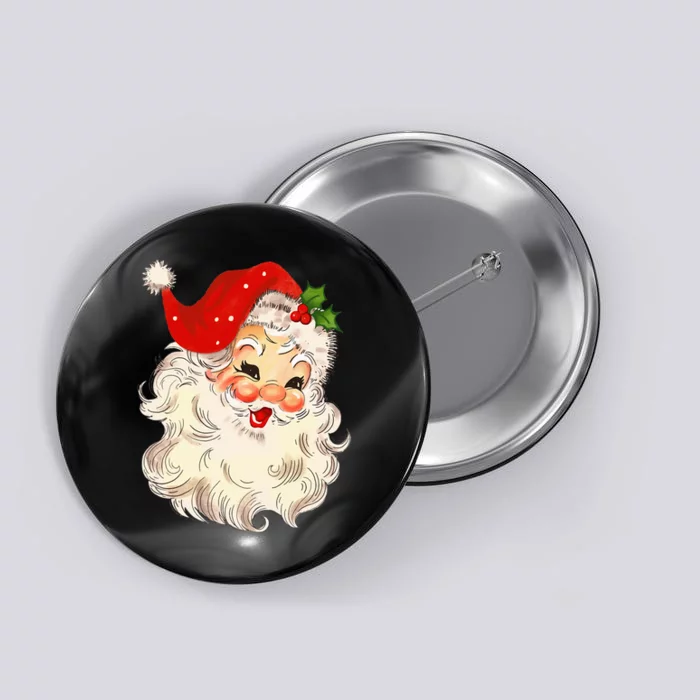 Vintage Santa Claus Face Christmas Xmas Santa Claus Button