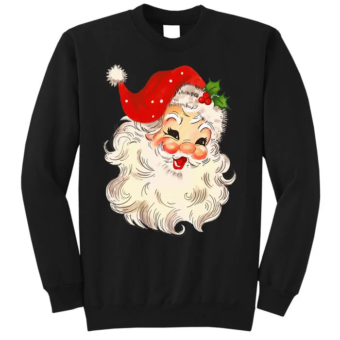 Vintage Santa Claus Face Christmas Xmas Santa Claus Tall Sweatshirt