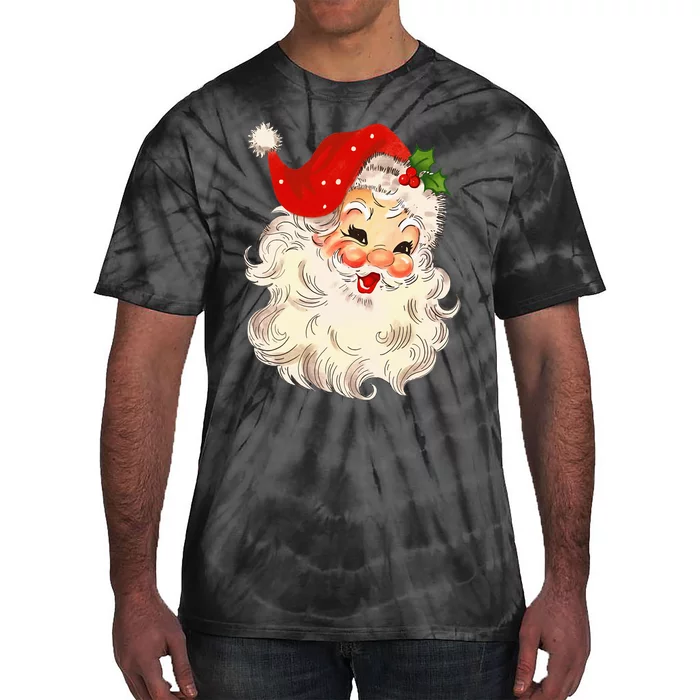 Vintage Santa Claus Face Christmas Xmas Santa Claus Tie-Dye T-Shirt