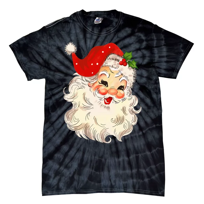 Vintage Santa Claus Face Christmas Xmas Santa Claus Tie-Dye T-Shirt