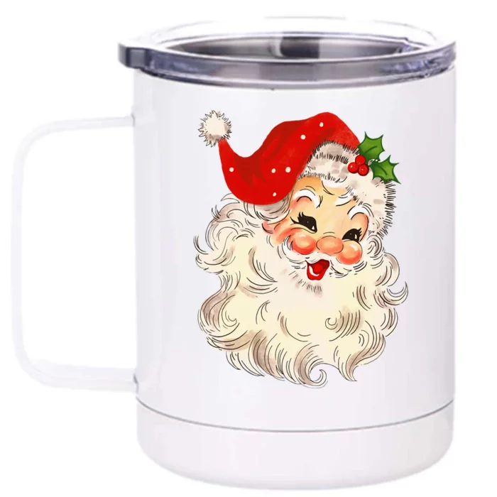 Vintage Santa Claus Face Christmas Xmas Santa Claus Front & Back 12oz Stainless Steel Tumbler Cup