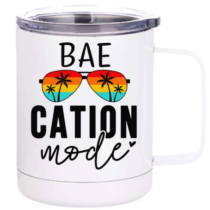 Vacation Summer Cute Couples Matching Baecation Mode Front & Back 12oz Stainless Steel Tumbler Cup